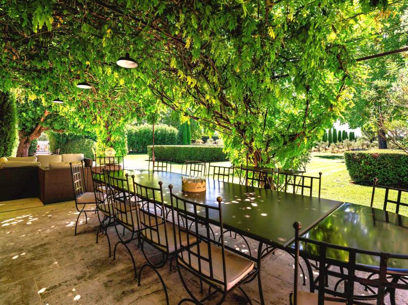 Terrasse sous la glycine